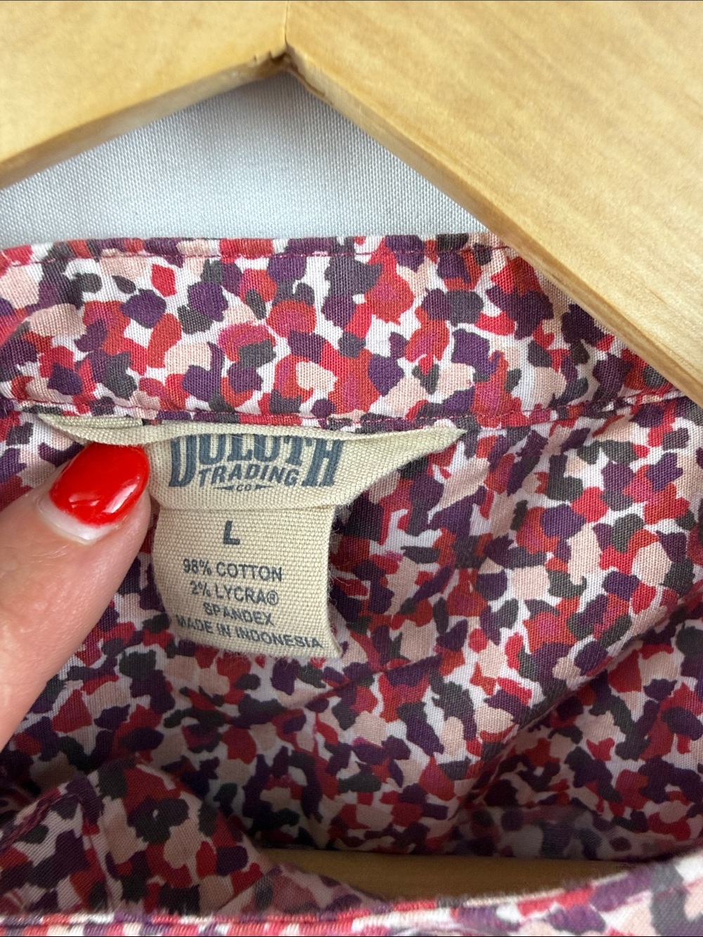 Duluth Trading Pink Floral Print Button Down Tunic Shirt Women's Large EUC - Picture 7 of 7